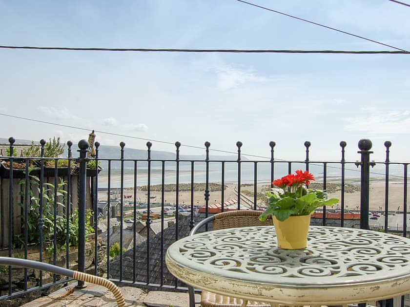 Terrace | Sea View Terrace Studio Apartment, Barmouth