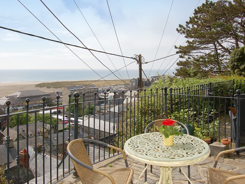 Terrace | Sea View Terrace Studio Apartment, Barmouth
