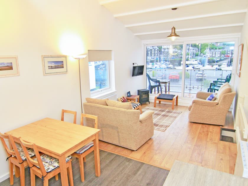 Living Room - Lounge and Dining Areas (1st Floor)  | The Moorings Apartment, Porthmadog