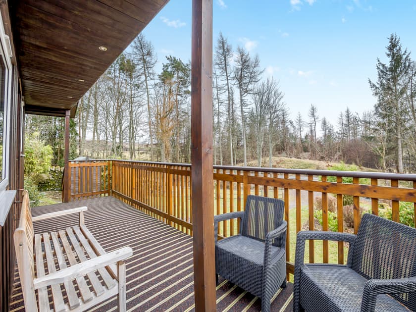 Veranda | Boreland Farm Cabin - Boreland Farm Cottages, Kirkmichael, near Blairgowrie