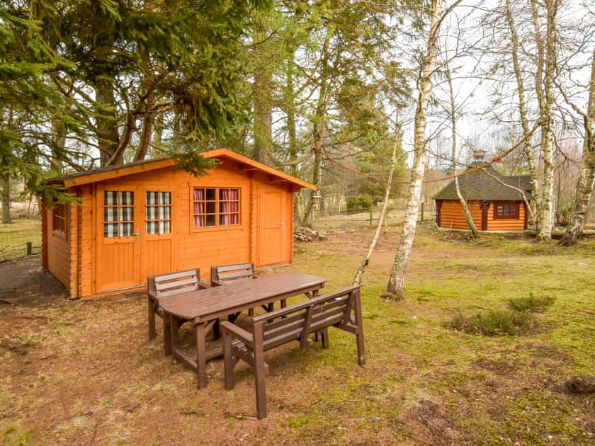 Games room and BBQ hut | Mountain Bear Lodge, Nethy Bridge, near Aviemore