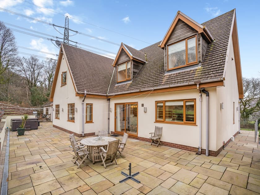Rear Patio  | Wernddu Fechan House - Wernddu Properties, Neath