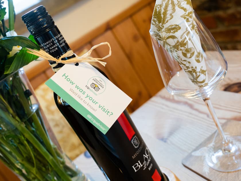 A bottle of wine to welcome you | The Old Post Office, Thorpe Bassett, near Malton