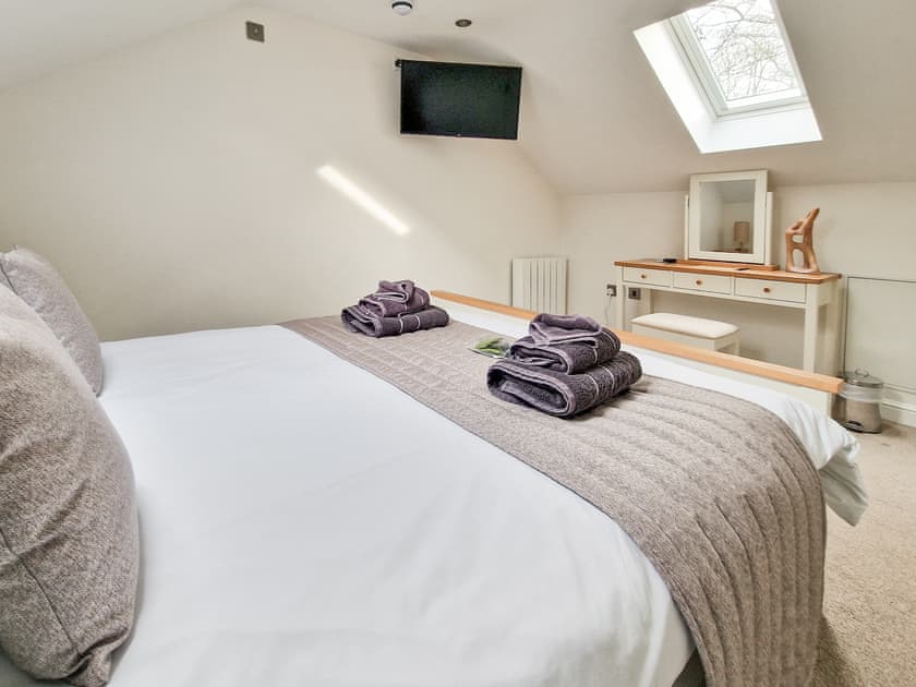 Comfortable bedroom with King Size bed, smart TV and en-suite  | The Lodge, North Duffield, near York
