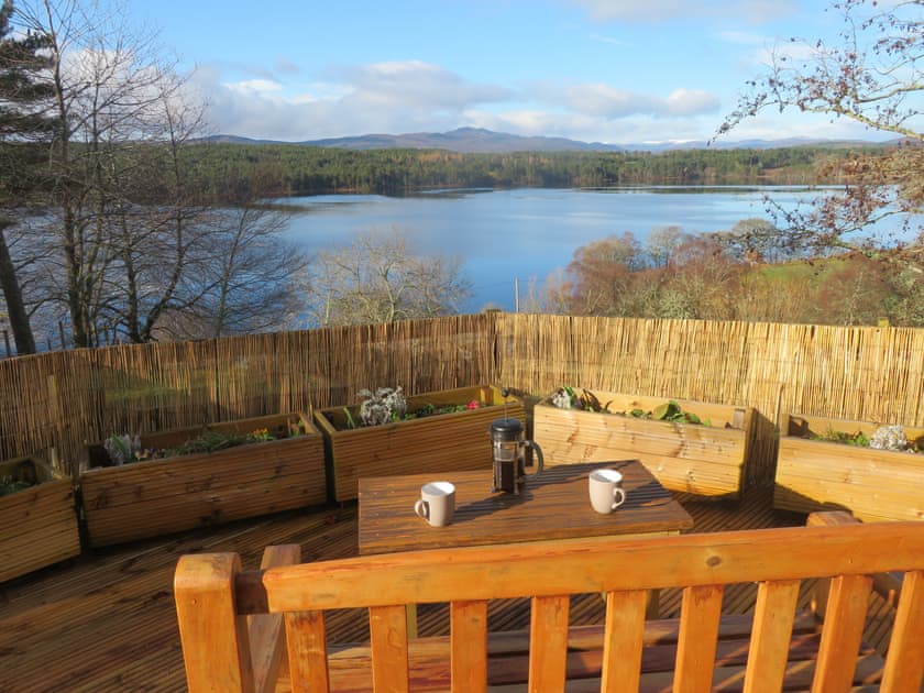 Morning decking coffee | Breacwell Cottage, Migdale, near Dornoch