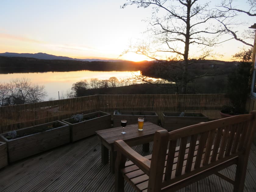Sunset decking drinks | Breacwell Cottage, Migdale, near Dornoch