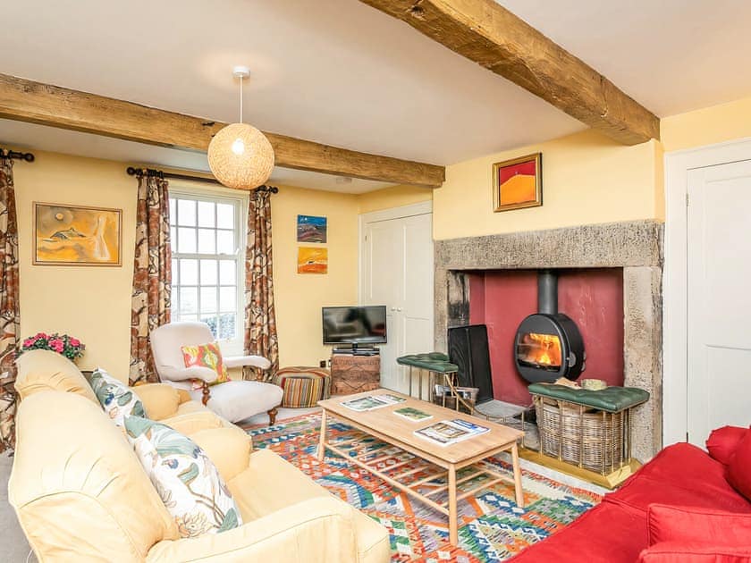 Charming living room with wood burner | Yellison - Broughton Hall Estate, Broughton, near Skipton