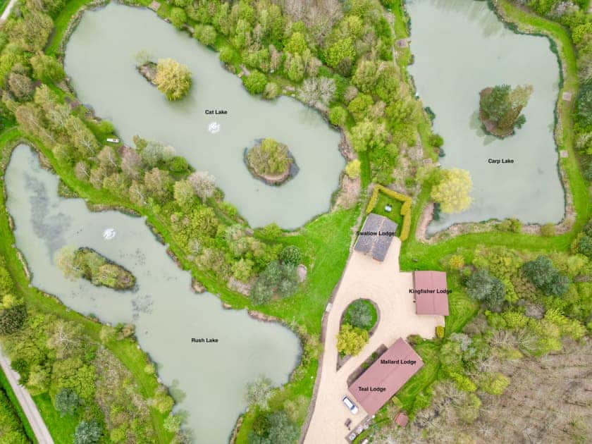 Aerial view  | Mallard, Hare, Teal - Lakeside Retreat, Marston