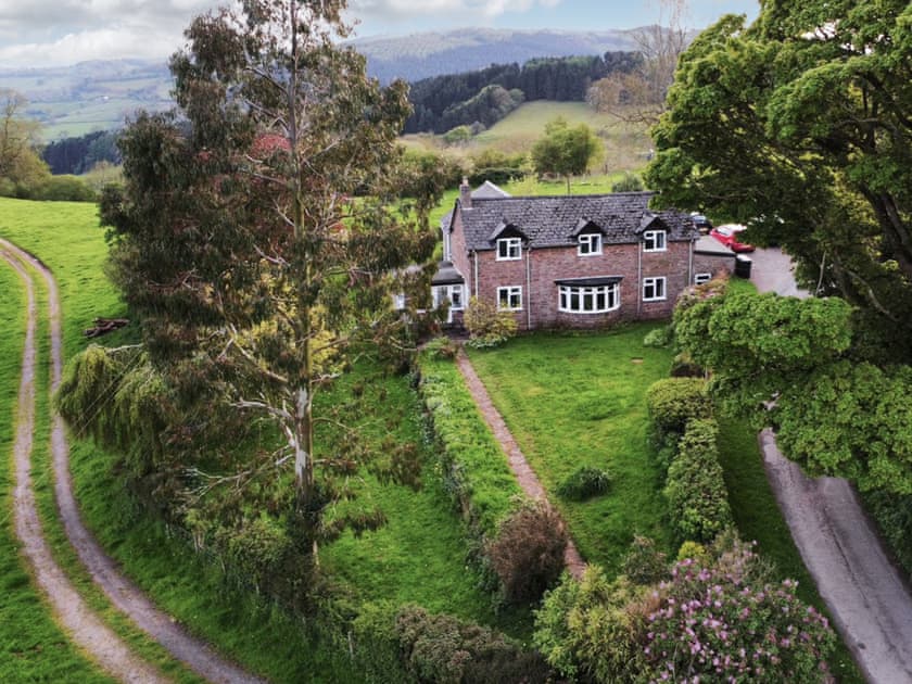 Drone view showing scenic setting | Keepers Cottage, Garway Hill, near Hereford