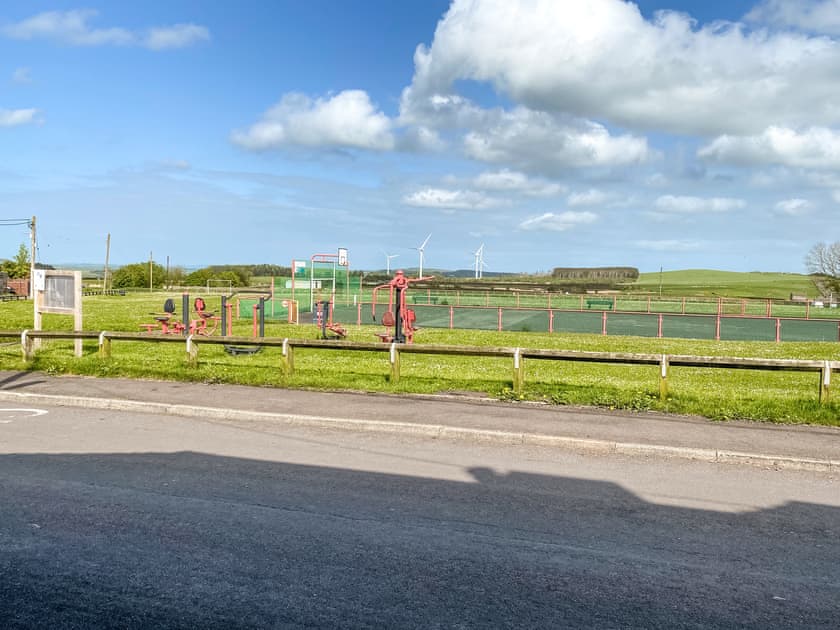 Community gympark area, view from front door of cottage | Moss House, Sunniside, near Bishop Auckland