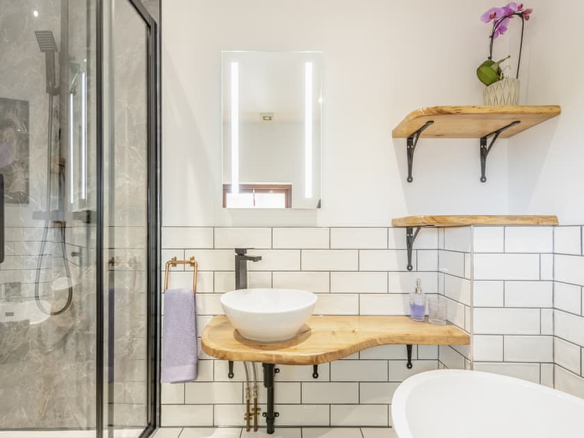 Bathroom | Hunters Lodge - Mellaston Cottages, Hundleton, near Pembroke