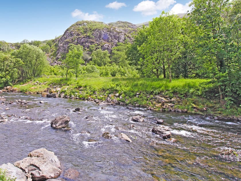 The view from the Patio Area of Glaslyn River  | Riverbank Cottage, Beddgelert