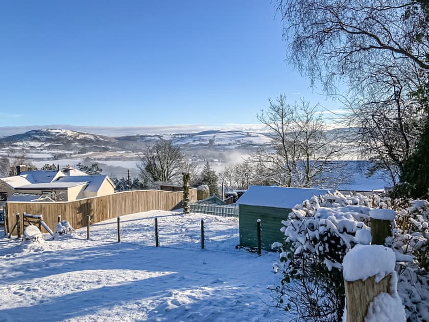 A wintry scene looking over the garden  | Ty Howton, Craig-Cefn-Parc, near Clydach