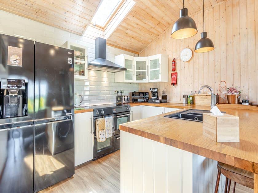 Kitchen | Honeysuckle Lodge - The Orchard Luxury Lodges, Hadleigh