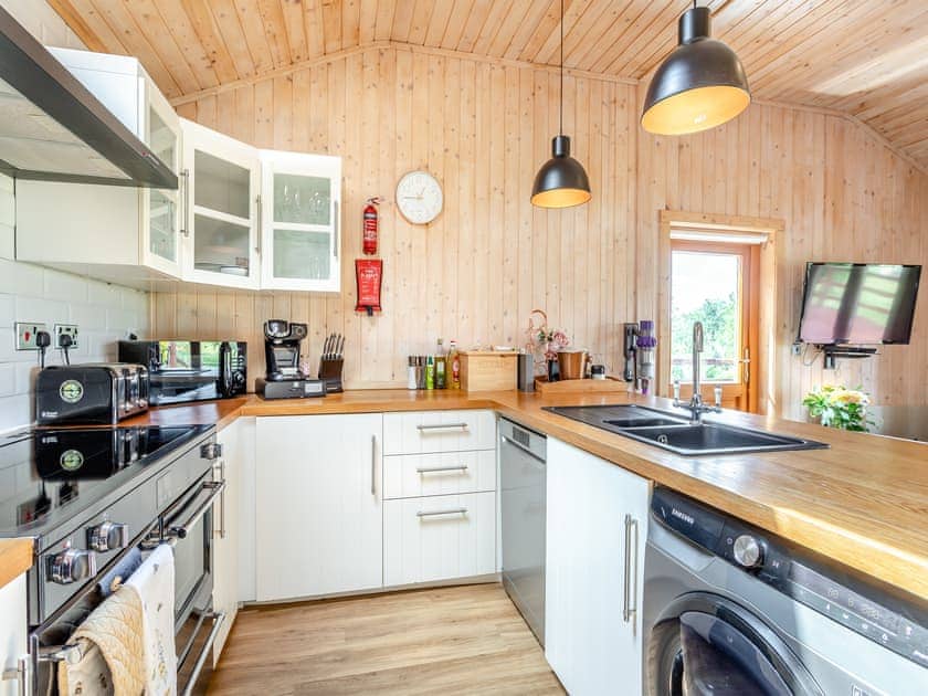 Kitchen | Honeysuckle Lodge - The Orchard Luxury Lodges, Hadleigh