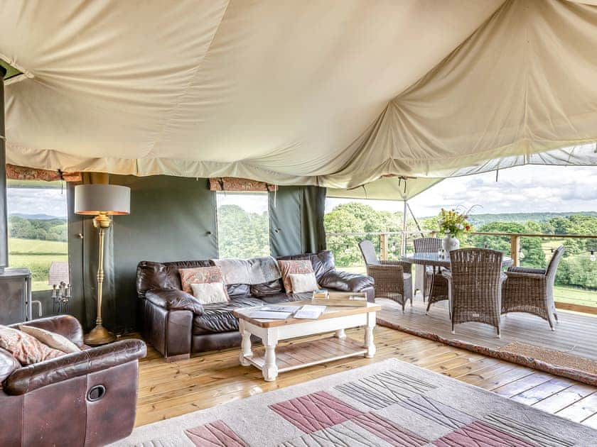 Open plan living space | Safari Tent One - Darnells Luxury Glamping, Ross-on-Wye