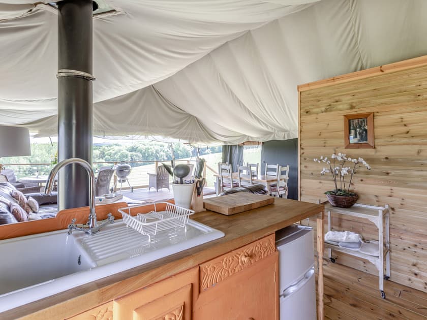 Kitchen area | Safari Tent One - Darnells Luxury Glamping, Ross-on-Wye