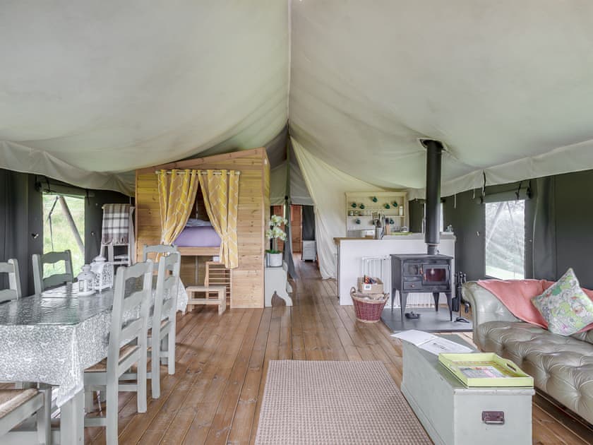 Open plan living space | Safari Lodge Two - Darnells Luxury Glamping, Ross-on-Wye