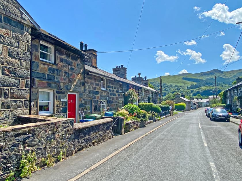 Exterior with free street parking on one side of this road  | Riverbank Cottage, Beddgelert