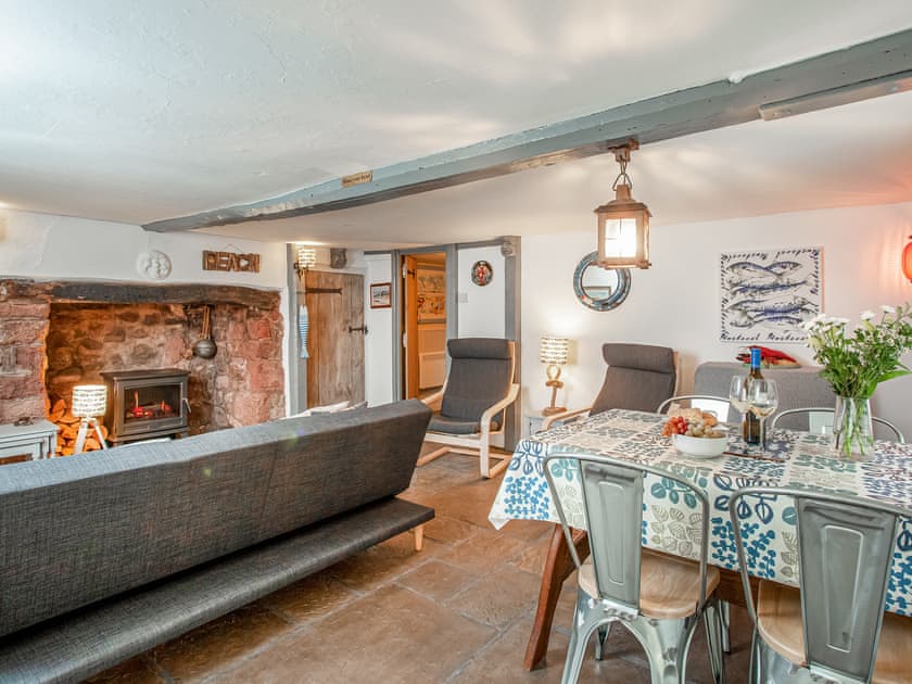 Cosy living and dining area | Lobster Cottage, Holcombe, near Dawlish