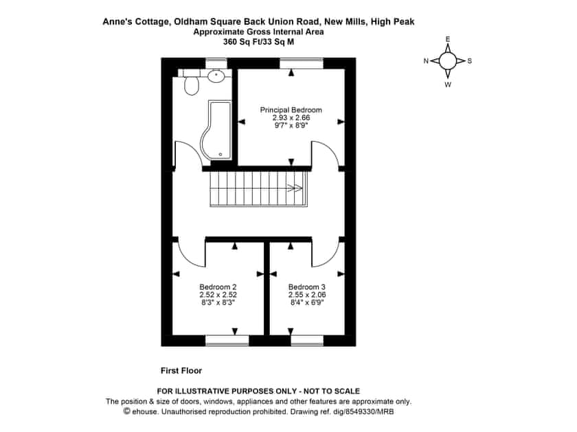 Floor plan of first floor | Anne’s Cottage, New Mills