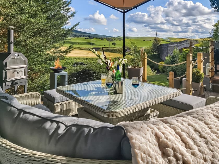 Sitting-out-area | Harperfield Chalet, Lanark