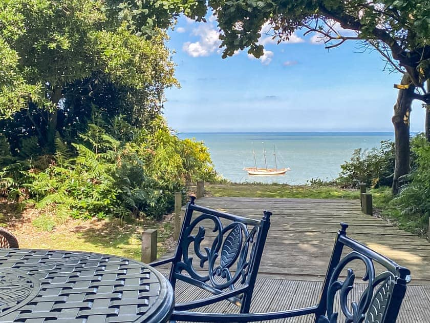 Delightful sea views from decking area | Beachwood, Corton, near Lowestoft