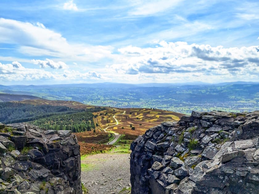 View from Moel Famau, looking back towards the cottage | Derwen Deg Fawr, Llanfair Dyffryn, near Llangollen