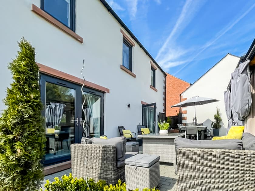 Outdoor area with hot tub | Cherry Cottage, Little Salkeld, near Penrith