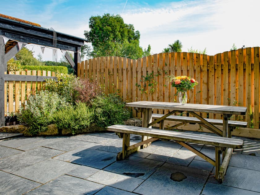 Delightful enclosed patio area | Little Willow - The Willows, Ruthvoes, near St Columb