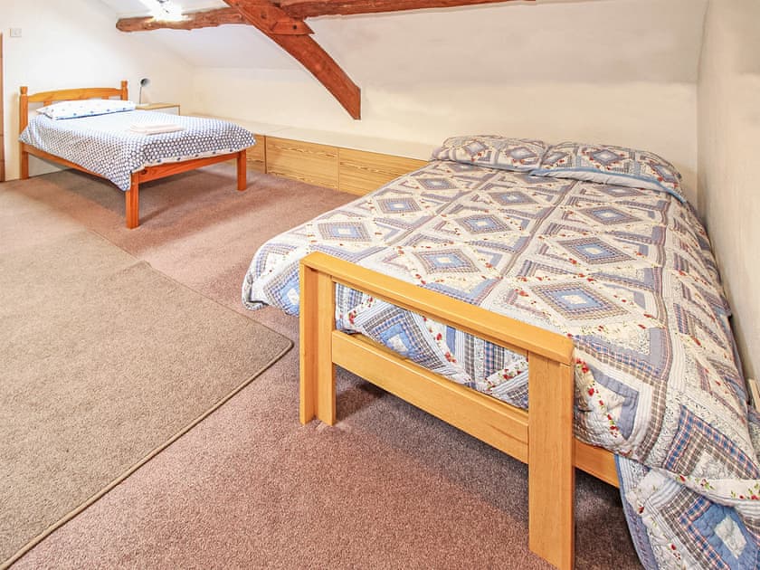 Bedroom 2 with the sofa bed set up as a bed, please let us know if you want the sofa bed  | Old Byre Cottage, Llanbedr, near Harlech