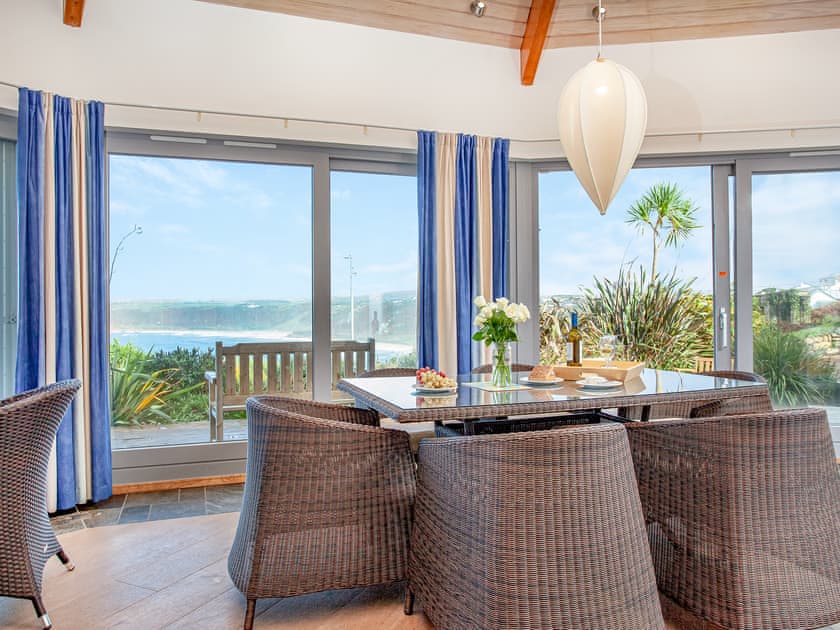 Uninterrupted sea views from the dining area | Shark Fin, Sennen