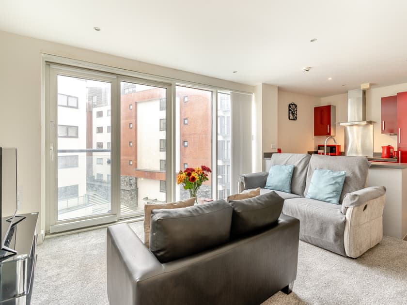 Open plan living space | Apartment 13 - Meridian Tower, Swansea