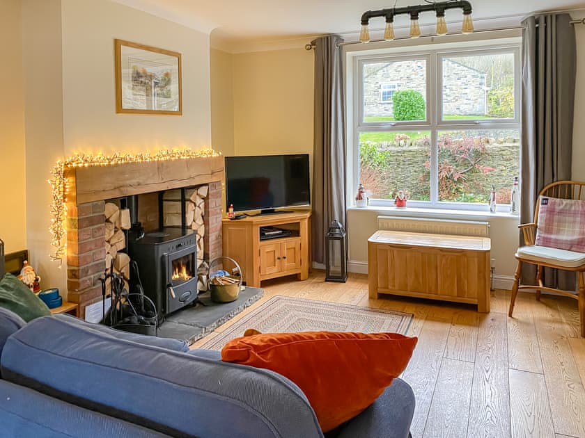 Warm and cosy wood burner in the living room | Hendricks Cottage, West Witton, near Leyburn