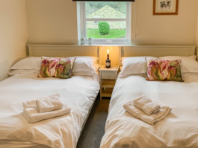 Twin bedroom with two double beds | Hendricks Cottage, West Witton, near Leyburn