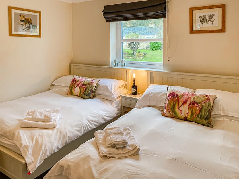 Twin bedroom with two double beds | Hendricks Cottage, West Witton, near Leyburn