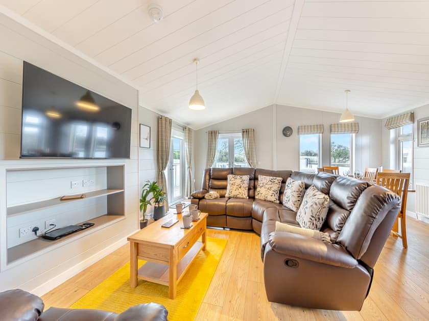 Open plan living space | Pines Lodge - Holly and Pines Holidays, Holywell