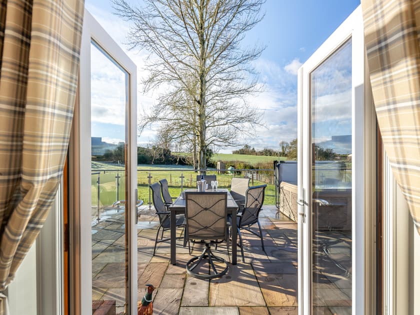 Sitting-out-area | Pines Lodge - Holly and Pines Holidays, Holywell