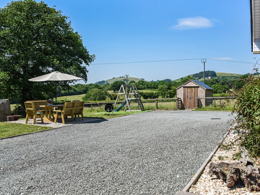 Children’s play area in the garden | Maen Llwyd, Llanyre, near Llandrindod Wells