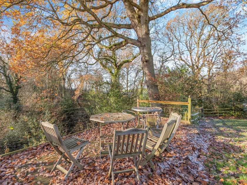 Sitting-out-area | Shepherds Retreat - Morrells Wood Farm, Leighton, near Shrewsbury