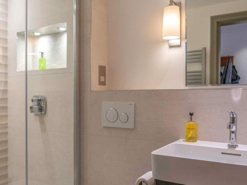 Shower room | The Barn at Gelli Newydd - Gelli Newydd Farm Cottages, Llanrwst