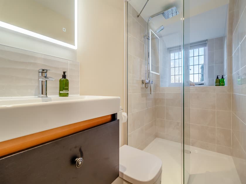 Shower ensuite in Wren  | The Farmhouse - Wash Farm Barns, Banham