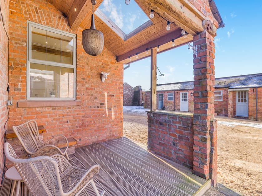 Sitting-out-area | Garden Cottage - Cheshire Barns, Antrobus, near Northwich