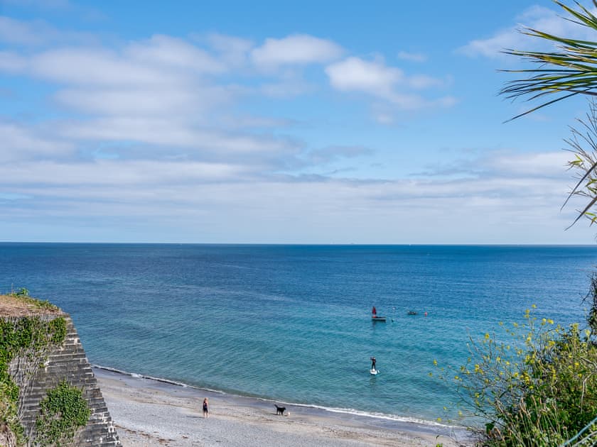 View The beach and boat park from Yardley House | By The Beach, Downderry and Seaton, near Looe