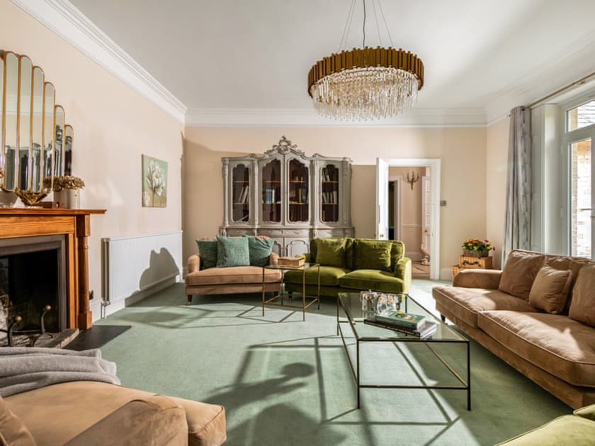 Elegant living room leading to conservatory | Downwood Vineyard, Blandford