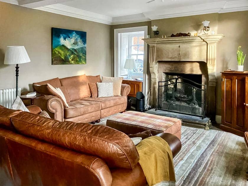 Lounge with original open fireplace | Bradley Hall, Matlock