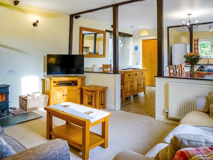 Open-aspect from living room to dining area | The Tallet - Mennabroom Farm Cottages, Warleggan, near Bodmin