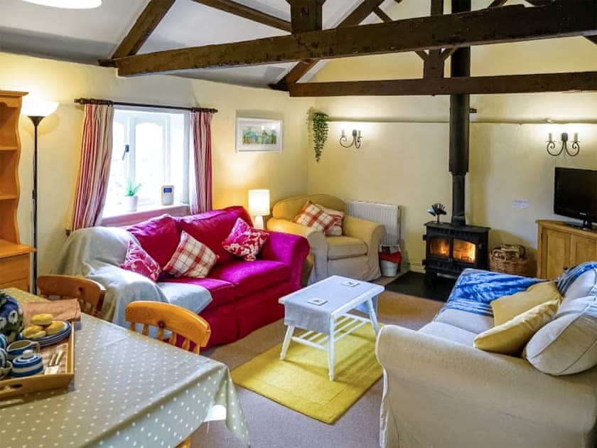 Characterful exposed beams in living and dining room | The Shippon - Mennabroom Farm Cottages, Warleggan, near Bodmin