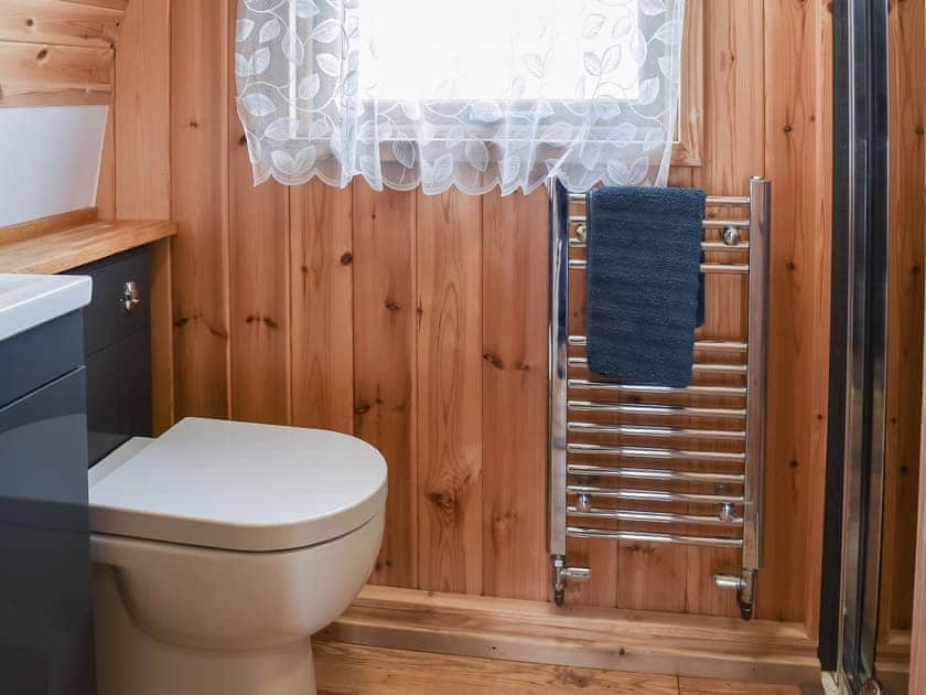 Shower room with heated towel rail | Black Coombe - Moorside Glamping Pods, Corney, near Millom
