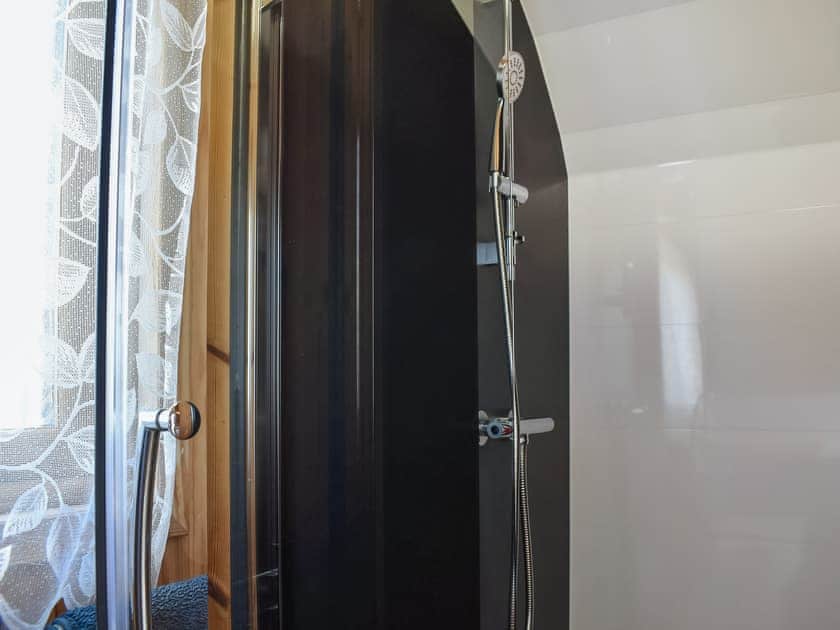 Shower room with heated towel rail | Black Coombe - Moorside Glamping Pods, Corney, near Millom